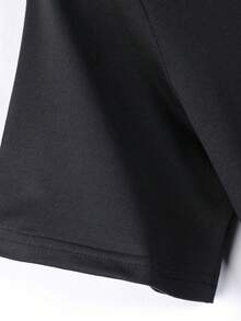 Men Minimal Chest Print T-Shirt Cotton Short Sleeve Tee - 黑色 - 查看 5