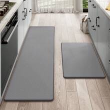 Juego de 2 alfombrillas de cocina acolchadas y antifatiga, alfombra pasillo impermeable de espuma de memoria sin deslizamiento para frente de fregadero, lavandería, escritorio de pie - Gris Oscuro - Ver 8