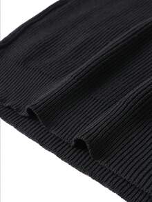 Men's Autumn/Winter Minimalist Solid Color Fashion Casual Half-Zip Collar Long Sleeve Sweater - Black - View 3