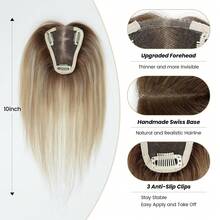 3.5*4 Inch Human Hair Toppers For Women 10 Inch Real Human Hair Extensions For Thinning Hair Wiglets Upgrade Lace Base Pieces Cover Gray Roots Solve Hair Solution - Multicolor - View 3
