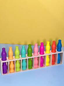 GENAI Montessori Wooden Color Sorting Toy For Kids, Back To School Logic Game, Toddler Matching Gift, 10 Pairs Of Bottles - Multicolor - View 11