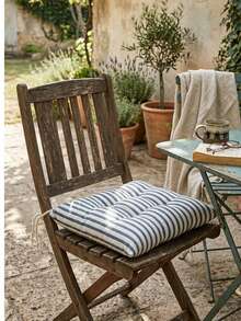 Made In Turkey Cushion 40*40 For Office & Garden & Kitchen Soft With Tie - Blue and White - View 3