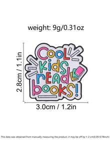 Broche de esmalte con lema de lectura colorido para niños, pin de metal con libro de dibujos animados, accesorio decorativo para bolso y escuela, niños geniales leen libros - Multicolor - Ver 3