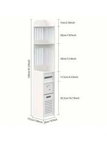 Senmeo 1Pc Waterproof Multifunctional Narrow Corner Bathroom Cabinet, Freestanding Space-Saving Organizer With Built-In Toilet Paper Holder, Multi-Layer Shelving Easy Assembly, Small Bathroom Beside Toilet Storage Furniture, Holiday Home Gift - 白色 - 查看 10