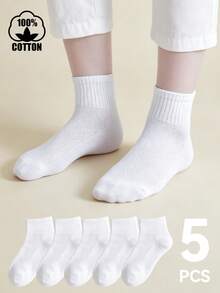 5 pares/10 pares de calcetines de algodón para primavera y verano, calcetines negros y blancos para niños y niñas, calcetines de malla hasta la pantorrilla, calcetines para niños grandes, niños pequeños y estudiantes - Multicolor - Ver 25