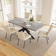 jiexi Modern Extendable Dining Table And Chairs Set, 130-170cm Rectangular Kitchen Table With Cross Metal Legs, Grey MDF Dining Room Table, Load 150kg For Living Room, Office - Beige - View 10