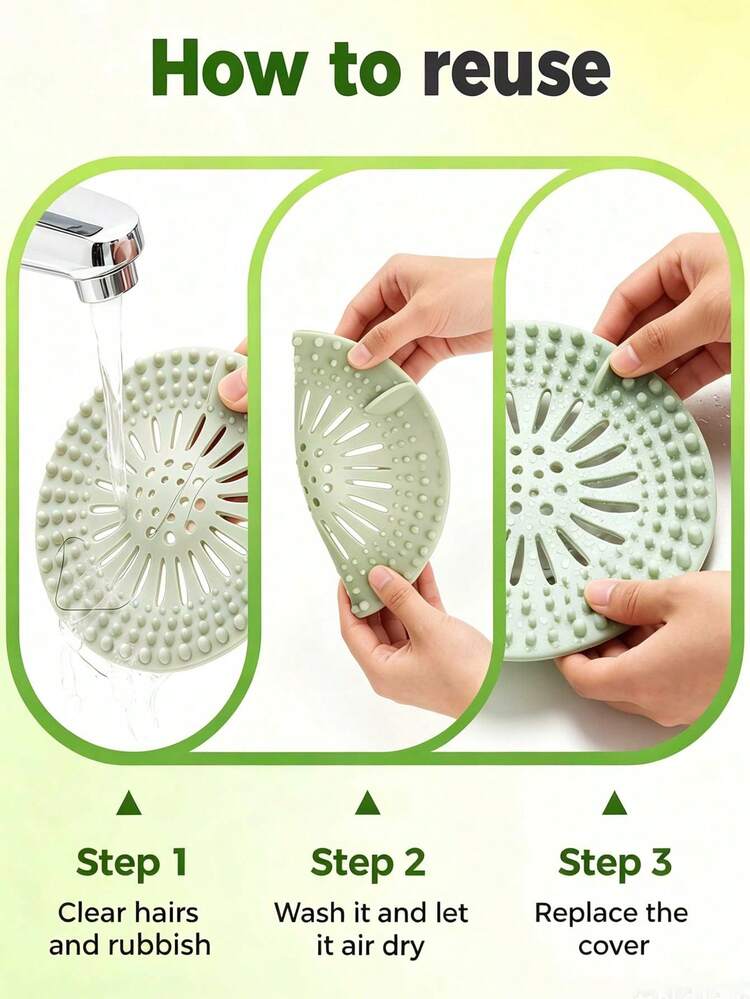 矽膠頭髮收集排水蓋，防堵塞水槽濾網，快速排水淋浴排水蓋，適用於浴室、廚房、浴缸、洗衣房，適合女性居家使用 - 多色 - 查看 6