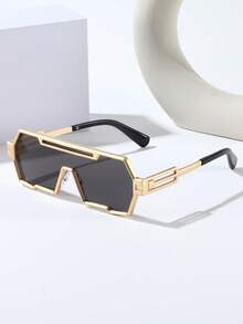 1PC Men's Metal Frame Integrated Lens Sports Outdoor Fashion Glasses, Perfect For Outdoor, Street And Other Occasions - Street Style Series Accessory Beach Accessory Glasses - Multicolor - View 6