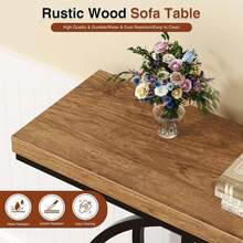 Console Table With Circle Base, Industrial Narrow Entryway Table With Storage, 4-Tier Wood Sofa Table For Living Room, Hallway, Rustic Brown - Rustic Brown - View 5