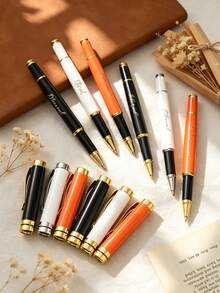 Metallic Texture Customizable Neutral Pen, Supports Personalized Name Text On Pen Body, Gilded Pen Clip For High-End Sophisticated Look, Smooth Writing Without Ink Interruption, Suitable For Business Office And Student Daily Writing, Corporate Gift, Holiday Souvenir Customization, Premium Quality And Versatile - Sets - View 5