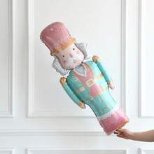 5Pcs Christmas Balloons Set, Nutcracker Soldier Cookie Color Snowflake And Pink Candy Cane Foil Balloons For Christmas Nutcracker Ice Snow Winter Gingerbread Theme Birthday Party Decorations - View 6