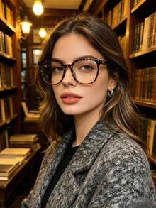 1 Pair Leopard-Print Bohemian-Style Oversized Transparent Glasses (PC Material) - Suitable For All Seasons - Multicolor - View 3