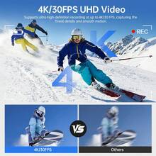 4K 可穿戴迷你拇指相機 16MP 廣角 POV Vlog 相機 6軸光學影像防震 防水防震 便攜運動相機 附磁吸支架掛繩 免持全景錄影 適用自行車、摩托車、頭盔安裝，適合戶外運動 - 查看 9