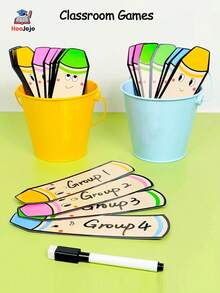 10pcs Pencil Shaped Lucky Cards DIY Erasable Handwritten Cards 4 Colors Suitable For Classroom Home Teaching Aid Back To School Essential - Multicolor - View 5
