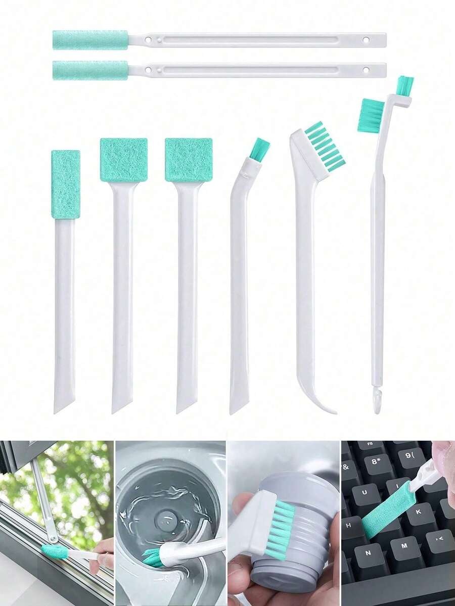 2pcs/Set Home Gap Cleaning Brush Set, Small Detail Cleaning Brushes, Suitable For Narrow Gaps, Corners, Window Tracks, Rails, Humidifiers, Cars, Bottles, Keyboards, Kitchen, Bathroom Gap Cleaning Tool Set - Multicolor - View 1