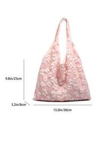 Women's Large Capacity Lace Floral Shoulder Bag, 2025 New Casual Beach Vacation Bag, Lightweight Versatile Tote Bag, Women's Bag - Pink - View 5
