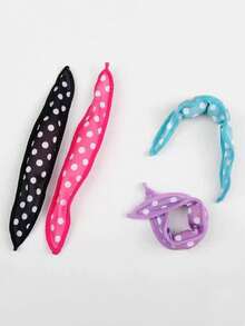 Polka Dot Heatless Curling Rod, Soft Fabric Overnight Hair Curler, DIY Styling Tool For Women With Medium To Long Hair - Multicolor - View 3