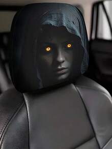 2 Pieces Modern Style Hooded Eye-Catching Mysterious Woman Pattern Car Headrest Cover, Upgrades Interior Decoration, Showcases Unique Charm, Elastic Design, Easy Installation Suitable For All Models, Applicable In All Seasons, Women's Car Accessories - [Double-sided Printing]2pcs - View 7