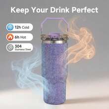 30oz Tumbler – Diamond Finish, Double Wall Vacuum Insulated Stainless Steel, Leakproof, Reusable, Coffee Mug, Water Bottle, Matcha Drinkware, US Local Shipping - Multicolor - View 7
