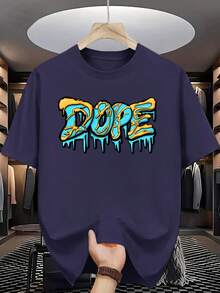 Men's Summer Casual Short Sleeve T Shirt,Eye-Catching Letter Pattern Print - Bright Turquoise Color,Regular Version,Machine Washable,Comfortable Fit - 白色 - 查看 11