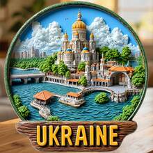 Ukraine Golden Domes And The Quiet River Magnet Where Every Dome Prays In Blue And Gold Keepsake For All Metal Surfaces Throughout The Home - A - View 6