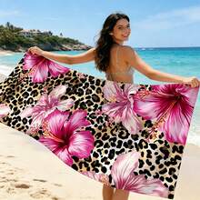 1 buah Handuk Pantai Motif Leopard Klasik, Handuk Kolam Renang Mikrofiber Tahan Pasir, Cepat Kering, dan Menyerap Air, Motif Hewan, Ringan, Aksesori Pantai untuk Perjalanan Musim Panas, Berenang, dan Perjalanan. - B - View 6