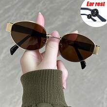 1 Pair Unisex Retro Oval Frame Fashion Glasses, Alloy Material, Vintage Y2K Millennium Style, Street Style Accessory, Suitable For Daily Outings, Vacation Travel, Dating Gatherings, Outdoor Photo-Taking, Party Outfits, Decorative Photo Props - Multicolor - View 8