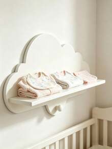 1/2/3pcs White Cloud Shaped Wall-Mounted Storage Rack, Space-Saving Wooden Display Shelf For Children's Room, Suitable For Children's Books And Toys - Multicolor - View 8