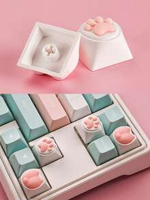 Cat Paw Shaped Stress Relief Keyboard With Cat Paw Keychain, Phone Charm And Mechanical Keyboard Clicking Sound, Suitable For Back To School Season And Teenagers To Relieve Stress, - View 4