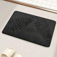 Modern Style Polyester Fiber Tree Leaf Pattern Carpet, Water-Absorbing Rectangle Floor Mat With Raised Detail Suitable For Living Room, Bedroom, Kitchen, Courtyard, Etc. Home Bathroom Decor Bath Rug Outdoor Rug Door Mat Fall Decor Bathroom Accessories Back To School Entryway Decor - Black - View 9