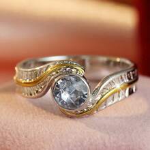 Gentle Luxury Twisted Feather Women's Ring, Single Layer Synthetic Zirconia Inlaid, Daily Gift - Silver - View 4
