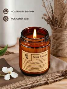 Home Fragrance Aromatherapy Scented Candle Set, Brown Glass Jar Candle With Essential Oil And Matchbox, Bedroom Atmosphere Decor, Holiday Gift - Duoxiang - View 2