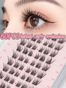 60 Clusters Natural Cartoon Style False Eyelashes, C Curl, Baby Curl Cartoon Eyelashes, Lively And Natural, Mixed Length 9-13mm, Thickness 0.07mm, Suitable For Beginners, DIY Eyelashes, Cluster False Eyelashes, Segmented Eyelashes - C - View 2