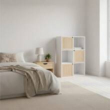 KIWI MOBLEKIT | Wooden Shelves For Storage And Decoration, Cube Or Rectangular Models With Door Or Drawer Options, Modern Auxiliary Furniture For Living Room, Bedroom Or Office - 六格書架 58.5x29x87.5 公分 白色 - 查看 7