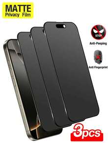 3pcs/Set Matte Anti-Peeping Screen Protector, Anti-Peeping, Privacy Protection, Full Coverage, Anti-Fingerprint, Anti-Drop, Anti-Scratch, Privacy Protection, Delicate Touch, Suitable For 17 Pro Max/17 Pro/17 Air/17/16 Pro Max/16 Pro/16 Plus/16/15 Pro Max/14 Pro Max/13 Mini/12/11/XS Max/XR/8+/7 Plus Series - 3pcs Matte Privacy - View 42