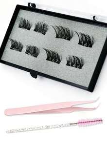 2 Pairs Magnetic False Eyelashes Half-Length No Glue Needed Long Natural Cat Eye Style Reusable Suitable For Eyelash Extensions Suitable For Beginners Makeup Artists Gift False Eyelash Clusters Magnetic Eyelashes - View 4