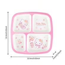 Mesuca Hello Kitty Tableware Set, Bowl, Divided Plate, Cup And Kitty Spoon, Reusable Tableware Set, Suitable For Home, Office, School, Picnic And Travel - Pink - View 11