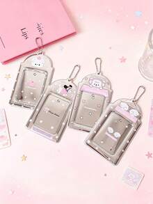 1 PC Sparkling 3-Inch Girl's Heart Keychain Holder - Student Fan Club ID Card Display Case For Bus Card Wallet, Back To School, First Day Of School - Multicolor - View 2