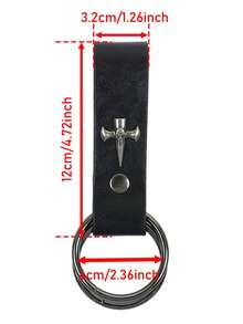 1pc Medieval Vintage Dark Skull Battle Axe PU Leather Waist Loop, Belt Key Ring, Skirt Clip Waist Pendant, Renaissance Dress Belt Charm, Role Play Hook, Viking Market LARP Costume Prop, Halloween Cosplay Outfit Accessory - A - View 6