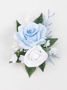 1Pc Artificial Rose Boutonniere For Groom, Men's Accessory For Wedding, Prom, Anniversary, Formal Event - Multicolor - View 10
