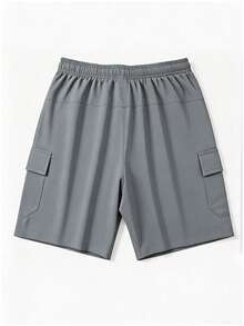 Herren Sommer Outdoor Lässig Cargo Shorts, einfache Lauf-Multi-Taschen Bermuda Shorts Sport - Dunkelgrau - Übersicht 3