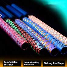 1pc Badminton Racket Anti-Slip Grip Tape, Fishing Rod Anti-Slip Grip Tape, Durable Printed Sweat-Absorbent Tape Suitable For Baseball/Softball/Cricket Bat/Golf/Bicycle Handle, Multi-Functional Tape, Sweat-Absorbent Tape With Extended Spine Grip Wrap Tape For Fishing Rod, High-Value Sweat-Absorbent Tape, Multi-Functional Sports Handle Wrap Tape - Multicolor - View 2