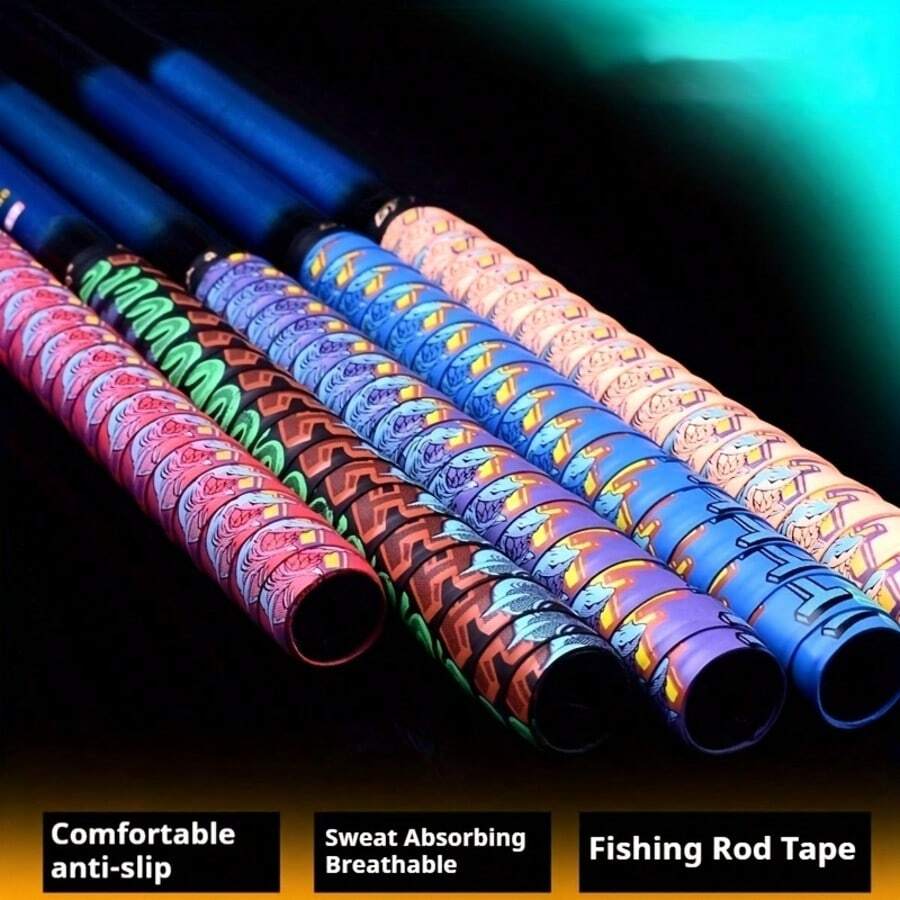 1pc Badminton Racket Anti-Slip Grip Tape, Fishing Rod Anti-Slip Grip Tape, Durable Printed Sweat-Absorbent Tape Suitable For Baseball/Softball/Cricket Bat/Golf/Bicycle Handle, Multi-Functional Tape, Sweat-Absorbent Tape With Extended Spine Grip Wrap Tape For Fishing Rod, High-Value Sweat-Absorbent Tape, Multi-Functional Sports Handle Wrap Tape