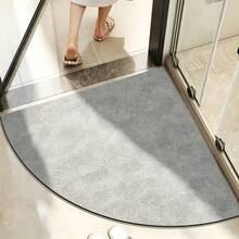 1pc Fan-Shaped Kitchen Corner Rug, Gray Faux Cowhide Home Decor Carpet, Curved Shower Room Mat, Suitable For Corner Kitchen, Shower Area, Minimalist Premium Texture Fabric, Soft And Easy To Clean, Machine Washable, Room Decoration Rug - Light Grey - View 11