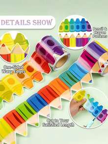 2 Rolls Colorful Crayon & Pencil Die-Cut Border Trim, Waterproof Bulletin Board Edge Stickers, Classroom Border Decals, Pencil-Shaped Border, Suitable For Classroom Decor, Blackboard Decoration, Back To School Decor, Whiteboard Decoration And School Return Decoration, Teacher Supplies - Pencil Stickers - View 3