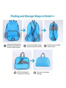 Travel Universal Foldable Backpack - Foldable Leather Bag - Travel Backpack With Shoulder Straps - Multicolor - View 5
