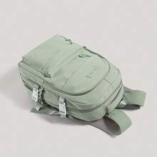 Large-Capacity Solid-Color Men's Backpack, Fashionable And Simple Travel Bag, Suitable For Casual Use, Japanese Style,Academic Style,Commuter Backpack - Green - View 10