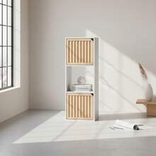 KIWI MOBLEKIT | Wooden Shelves For Storage And Decoration, Cube Or Rectangular Models With Door Or Drawer Options, Modern Auxiliary Furniture For Living Room, Bedroom Or Office - 三格書架 30x29x87.5 公分 白色 - 查看 4