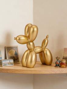 1pc Balloon Dog Statue, Modern Art Home Decor Sculpture, Home Accessory, Modern Home Decor Animal Art Ornament, Suitable For Coffee Table Kitchen Decor Color Scheme Room Aesthetics Metal Texture Gold Sculpture Dog - Gold - View 4