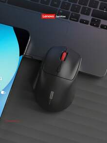 Lenovo Wireless Mouse, Dual Mode Rechargeable Mouse, 2.4G/BT Connection, Ergonomic Gaming Mouse, Skin-Friendly Material, Comfortable Grip, Multipurpose For Office, Home & Gaming, Suitable For Multiple Devices, Long Battery Life - Black - View 12